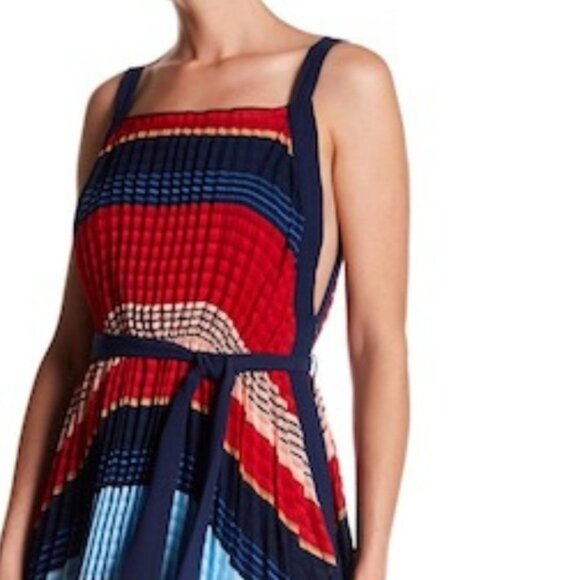 Gracia Dress Sz S Pleated Colorblock Maxi NWT - Picture 3 of 17